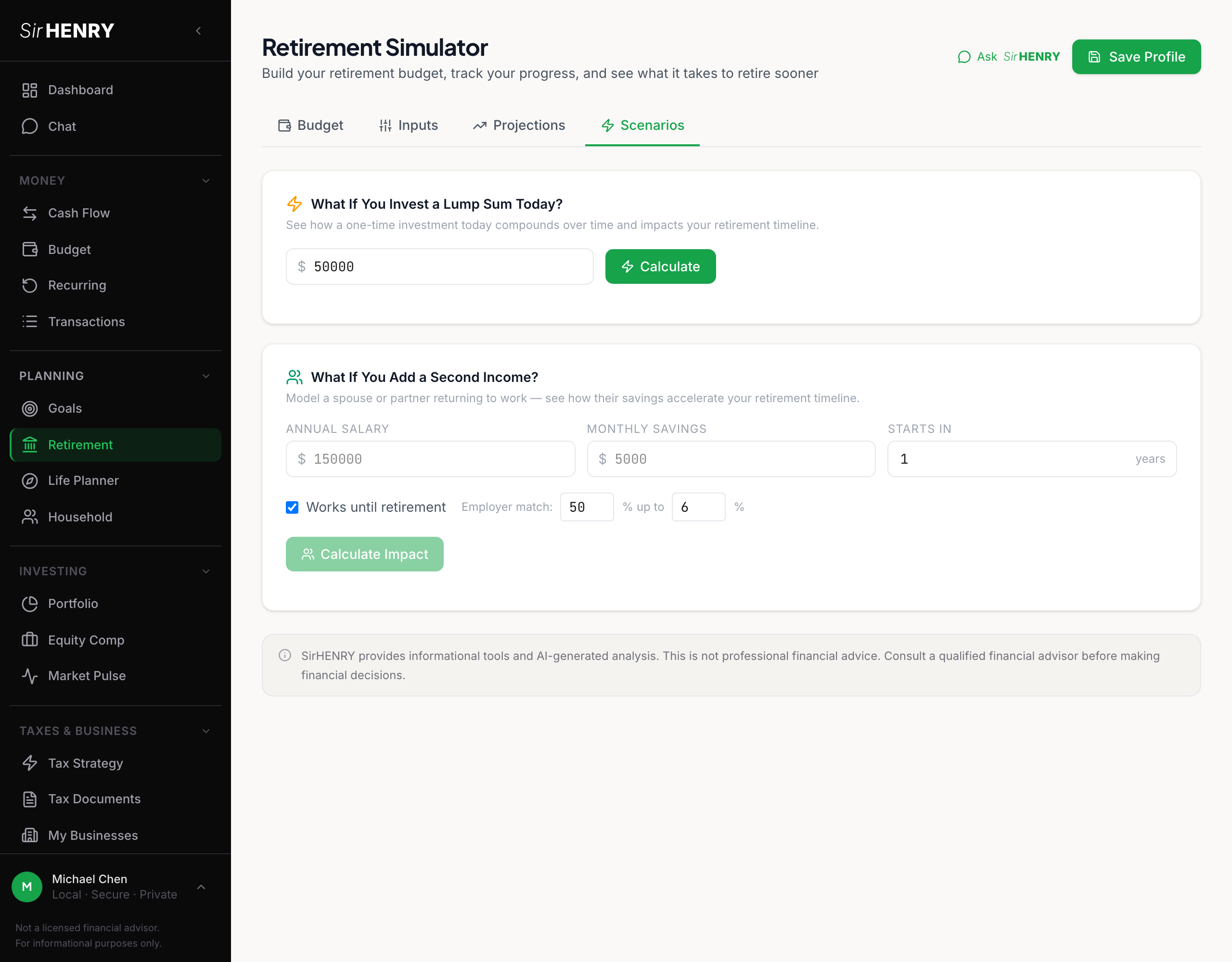 Retirement Scenarios